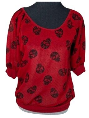 Eyelash Couture Sheer Skull Print Blouse Size Small (Juniors)